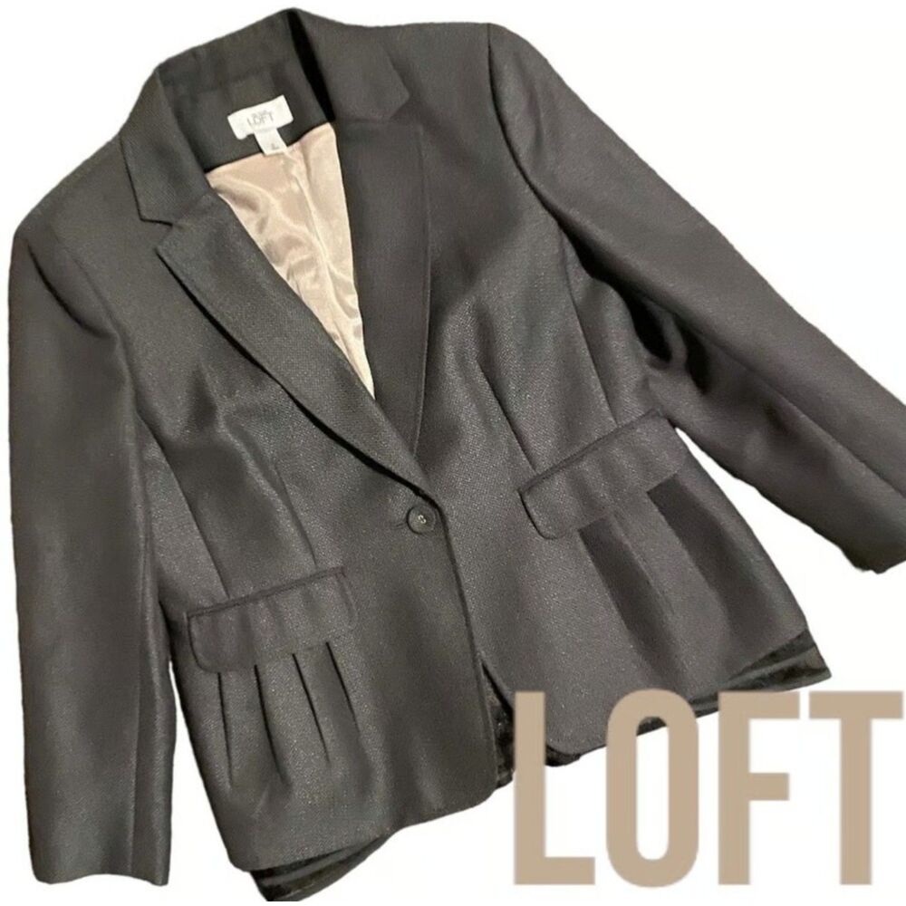 NEW Textured Charcoal Gray Sz 6 Church Office Lined Wool Blend Suit Jacket LOFT